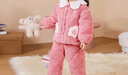 嘟嘟家女寶寶珊瑚絨套裝冬季小女孩家居服加絨加厚保暖童裝女童冬裝新款 淺粉色 100 曬單實(shí)拍圖