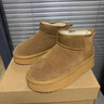 環(huán)球雪地靴男士牛皮毛一體加絨加厚保暖男靴子男2026冬季高幫棉鞋百搭 駝色 42 曬單實(shí)拍圖
