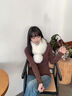 公主貂張元英同款雙面狐貍毛圍巾真毛皮草圍脖整皮女冬獺兔毛絨毛毛領(lǐng)子 米白色（獺兔毛里襯磁吸款） 曬單實(shí)拍圖
