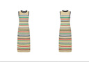 Fabrique彩虹條紋無(wú)袖連衣裙2025年新品干爽麻紗背心波嬉長(cháng)裙 條紋 S 曬單實(shí)拍圖