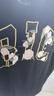 燦圖黑色歐美復古重磅純棉短袖t恤男夏季潮流刺繡寬松五分半截袖上衣 黑色 XL 曬單實(shí)拍圖