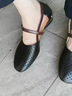SUSTYLE國際高端品牌女裝2025冬季新款包頭軟皮軟底平底低跟圓頭豆豆鞋女 黑色 34 曬單實(shí)拍圖