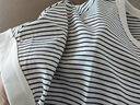 佐丹奴短袖T恤女夏季新款純棉條紋撞色V字圓領(lǐng)連袖上衣女13325209 11杏/黑 S 曬單實拍圖