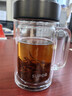 蘇泊爾（SUPOR）雙層玻璃杯茶杯耐隔熱防燙帶手柄水杯商務(wù)辦公男女士過(guò)濾帶蓋杯子 烏木黑- 450ml 曬單實(shí)拍圖