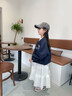 Smartiden國際品牌2025秋季新款女童韓版中大童字母繡花系帶棒球服女孩洋氣 藍色 140 cm 曬單實(shí)拍圖