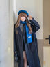 SCOTT GOOSE克萊因藍圍巾女冬季寶藍色純色韓系男士針織保暖護頸灰色秋冬圍脖 藍色 曬單實(shí)拍圖