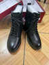 富貴鳥(niǎo)（FUGUINIAO）馬丁靴女冬季棉鞋女短靴粗跟英倫真皮羊毛保暖青中年棉靴子女皮鞋 FG5021黑色[羊毛保暖] 36 曬單實(shí)拍圖