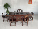 宏岑木雅實(shí)木大板茶桌椅組合茶臺茶桌新中式茶幾辦公室家用泡茶臺一體整套 2m日進(jìn)斗金(石盤(pán)款)1圍4月牙 曬單實(shí)拍圖