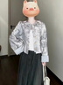 云拿月秋裝搭配一整套大碼微胖mm顯瘦新中式外套闊腿褲子時(shí)尚減齡套裝女 兩件套裝 M (建議80-100斤) 曬單實(shí)拍圖