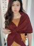 桑咻韓版簡(jiǎn)約純色慵懶風(fēng)羊毛披肩女款2025新款冬季時(shí)尚氛圍感圍巾外搭 深紅色 曬單實(shí)拍圖