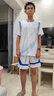 啄木鳥(niǎo)休閑運動(dòng)套裝男夏季冰絲短袖短褲一套搭配帥氣青少年籃球服兩件套 白藍套裝 XL (約100-120斤可穿) 曬單實(shí)拍圖
