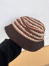 CACUSS帽子女冬季保暖漁夫帽大頭圍顯臉小盆帽復古格紋泰迪絨帽子 咖色 曬單實(shí)拍圖