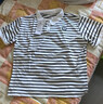 啄木鳥(niǎo)黑白條紋棉短袖t恤女翻領(lǐng)夏裝中年媽m媽有領(lǐng)polo衫帶領(lǐng)運動(dòng)上衣 白黑條紋 4XL 建議160-175斤 曬單實(shí)拍圖