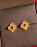 航民首飾 黃金耳釘足金古法琺瑯四方如意耳飾XYJ1255工費120元/件 1.74g  曬單實(shí)拍圖