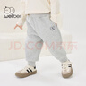 威爾貝魯（WELLBER）男女兒童25秋冬加絨厚長(cháng)褲子嬰幼兒寶寶休閑保暖褲裝淺麻灰   120 曬單實(shí)拍圖
