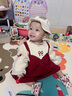 G.DUCKKIDS小黃鴨女童套裝春秋款連衣裙周歲女寶寶公主裙禮服兒童秋冬兩件套 紅色春秋套裝（花朵款夾子） 90 尺碼1~2歲【 80-90cm】 曬單實(shí)拍圖