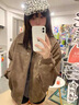 PU皮美式復古鉚釘夾克男春秋款翻領(lǐng)棒球服美拉德情侶皮衣外套 W507棕色 【特價(jià)撿漏】 M 【升級版】 曬單實(shí)拍圖