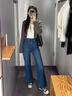 淘稚氣不貼腿微喇牛仔褲女款2025新款高腰寬松秋季彈力顯瘦喇叭褲子 深藍(lán)色-長褲(TZQ2581541) L (推薦109-120斤) 曬單實(shí)拍圖