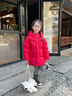 紅豆童裝簡(jiǎn)約女童90絨羽絨服兒童冬季新品男童加厚保暖連帽外套小童 紅色 120 充絨量82.9 曬單實(shí)拍圖