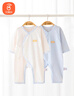 貝瑞加（Babyprints）新生兒連體衣2件裝嬰兒純棉內(nèi)衣薄款四季爬服柔軟寶寶哈衣 藍52 曬單實拍圖