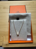 愛(ài)馬仕（HERMES）Mini Pop H項(xiàng)鏈 玫瑰金鏈條橢圓立體琺瑯項(xiàng)鏈送女友中秋送禮 白色玫瑰金H147992FO49 鏈長(zhǎng)40cm吊墜0.7*0.9cm 曬單實(shí)拍圖