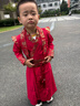 小淘孩唐裝男童中國風(fēng)古風(fēng)兒童漢服古裝國學(xué)男孩中秋演出服SMD05紅色120 曬單實(shí)拍圖