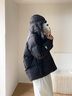 高梵黑金鵝絨服抱抱5.0羽絨服女士四格2025冬季短款潮流時(shí)尚加厚外套 黑色 S 90-110斤 飛天鵝絨193g 曬單實(shí)拍圖