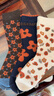 耐爾襪子女棉羊毛秋冬加厚保暖純色棉復古毛巾女襪加厚中筒襪潮網(wǎng)紅款 【羊毛襪】橙色花花 4雙 均碼 曬單實(shí)拍圖