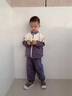 跳跳兔嬰幼兒寶寶加厚保暖奧粒絨套裝秋冬立領(lǐng)開(kāi)衫外套高腰休閑褲兩件套 灰藍色丨雙肩線(xiàn)條 120 【建議110-120CM，32-36斤】 曬單實(shí)拍圖