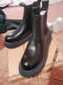 百麗踏馬丁靴女秋冬穿2025新款皮鞋韓版復古套腳厚底英倫機車(chē)靴切爾西靴 黑色加棉 二棉大棉 35 曬單實(shí)拍圖
