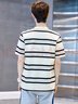TEEK圓領(lǐng)短袖t恤男生條紋上衣服 2026夏季男裝青少年夏天潮流半袖體恤 HR1258米白色 2XL 曬單實(shí)拍圖