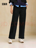 森馬（Semir）休閑褲女冬季抓絨分割松緊腰寬松長(cháng)褲顯腿長(cháng)風(fēng)闊腿褲101724127011 曬單實(shí)拍圖