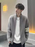 針織衫開(kāi)衫毛衣拉鏈外套男女百搭潮流寬松休閑秋冬情侶打底衫上衣 YM100灰色 【清倉特價(jià)款】 2XL 曬單實(shí)拍圖