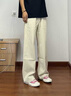 Shelley Jonescleanfit米白色水洗棉牛仔褲男春秋季微喇休閑潮牌寬松闊腿直筒褲 米白色 XL [推薦120-140斤] 曬單實(shí)拍圖
