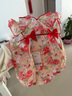 優(yōu)奇嬰兒衣服女寶寶夏季薄款無(wú)袖包屁衣嬰兒滿(mǎn)月服女童紅色喜慶周歲服 曬單實(shí)拍圖