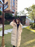 芭芙達妮棉服女款2026年最新款少女冬裝棉衣中長(cháng)款韓版寬松棉襖女過(guò)膝百搭 奶茶色華夫格 M 100-120 曬單實(shí)拍圖