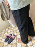 LAGOGO黑色直筒寬松百搭休閑褲女拉谷谷夏季新款高腰氣質(zhì)九分褲 黑色(W1) XL 曬單實(shí)拍圖