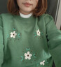 予瑾復古提花刺繡軟糯圓領(lǐng)毛衣女秋季2024新款寬松慵懶風(fēng)針織綠色上衣 綠色  L 建議96-115斤 曬單實(shí)拍圖