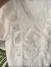 茵曼（INMAN）輕薄透氣百搭V領(lǐng)花邊文藝風(fēng)短袖洋氣春夏襯衫女上衣 珍珠白 S  曬單實(shí)拍圖