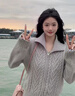 妃?，幮蓍e褲女裝套裝2025秋冬新款韓版時尚減齡氣質(zhì)顯瘦闊腿牛仔褲子 灰色開衫+牛仔褲子 M 曬單實拍圖