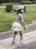 小狀元兒童輪滑鞋6-12歲全閃溜冰男女防撞旱冰鞋套裝【中小學(xué)適用】紫M 曬單實(shí)拍圖