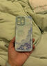 品盟（PISMEXOK）適用于蘋(píng)果iphone17/16/15promax手機殼花邊油畫(huà)云朵文藝輕奢玻璃保護套時(shí)尚網(wǎng)紅女唯美小清新外殼 玻璃【煙藍】單殼 iPhone 16 Pro Max 曬單實(shí)拍圖