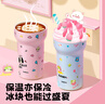 BABLOV保溫杯女士陶瓷覆層內(nèi)膽水杯高顏值雙飲兒童吸管杯子保冷女生禮物 曬單實(shí)拍圖