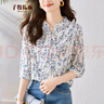 子牧棉麻2024夏裝 女小清新碎花短袖上衣時(shí)尚百搭小衫青花瓷印花襯衫3690 青花瓷 M (建議95-115斤) 曬單實(shí)拍圖