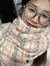 viney圍巾女冬季2025新款彩虹格子圍脖加厚保暖披肩生日禮物送女友老婆 奶白-高端禮盒裝 曬單實(shí)拍圖