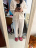 雅鹿珊瑚絨睡衣女士2025新款秋冬季加絨加厚蕾絲長(cháng)袖法蘭絨家居服套裝 米白色 M 適合80 100斤 曬單實(shí)拍圖