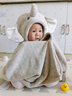 BABYGREAT嬰兒浴巾兒童洗澡巾斗篷帶帽子新生兒寶寶連帽包巾珊瑚絨吸水速干 曬單實(shí)拍圖