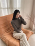 玖姿（JUZUI）商場(chǎng)同款女裝無(wú)縫一體羊毛疊穿打底衫女冬季 淺咖啡 S 曬單實(shí)拍圖
