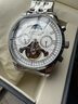 冠琴（GUANQIN）手表男機械表全自動(dòng)鏤空飛輪瑞士品質(zhì)防水夜光皮帶男士雙日歷手表 名匠-本色白面 曬單實(shí)拍圖
