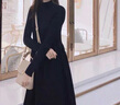 尚都比拉春夏款氣質(zhì)顯瘦半高領(lǐng)針織連衣裙女中長(cháng)款打底裙 優(yōu)雅黑 M 曬單實(shí)拍圖